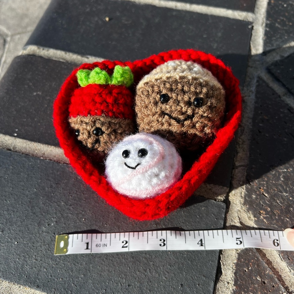 Hand Crocheted Valentines Heart Box of Chocolates - Picture 13 of 17